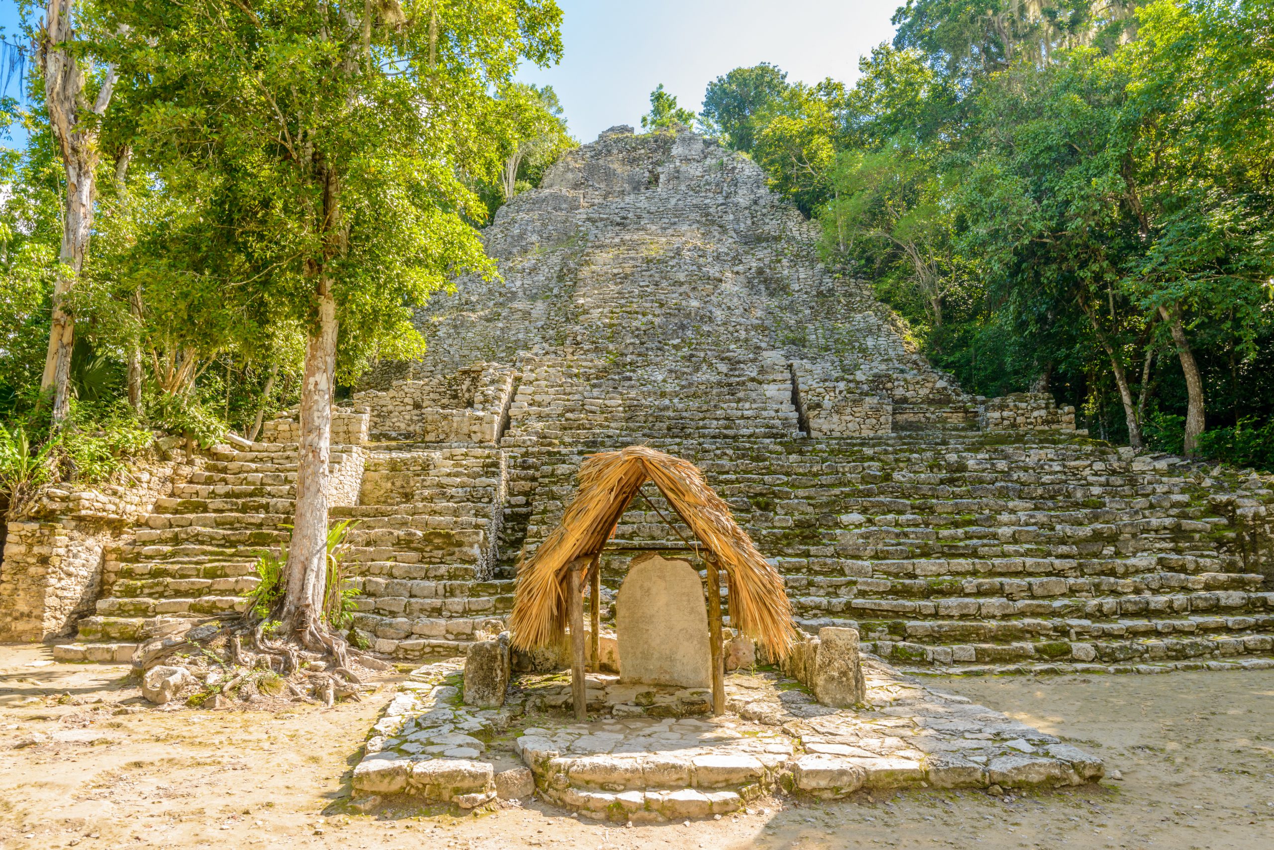 Fragment of Mayan Pyramid in Coba. Mexico.
